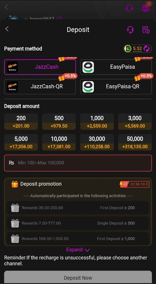 zs777 Game Withdrawal and Deposit Method in Pakistan